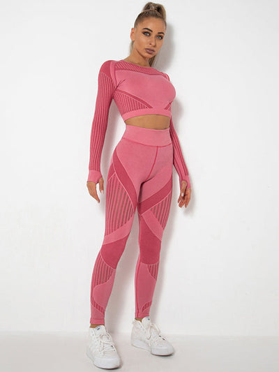 Lea | Nahtloses 2-teiliges Sportset mit Struktur-Design