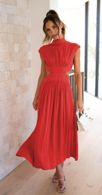 Ausgeschnittener Taille Maxikleid für Damen