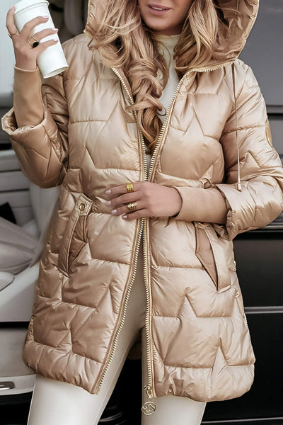 Gefütterter Mantel mit Kapuze für Damen