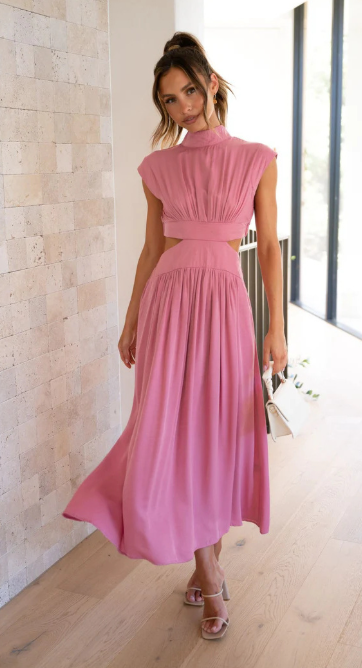 Ausgeschnittener Taille Maxikleid für Damen