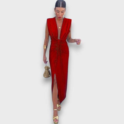 Oriane – Drapiertes Abendkleid mit tiefem Ausschnitt