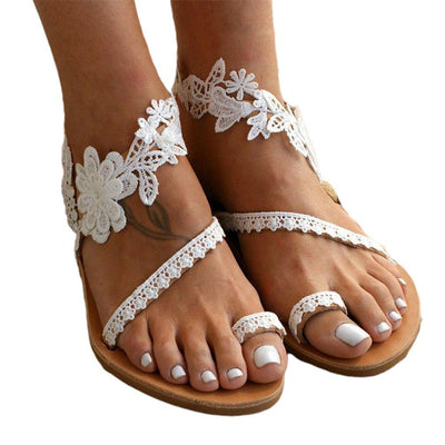 Damen Flache Sandalen mit Spitzendesign für den Sommer
