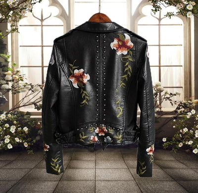 Damen Bikerjacke mit Blumenmuster | Lässig