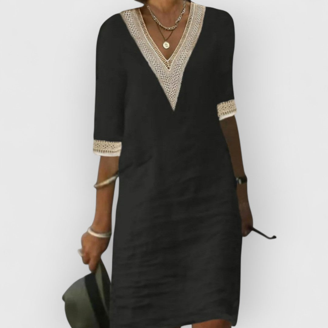 Vivian | Leinenkleid mit V-Ausschnitt