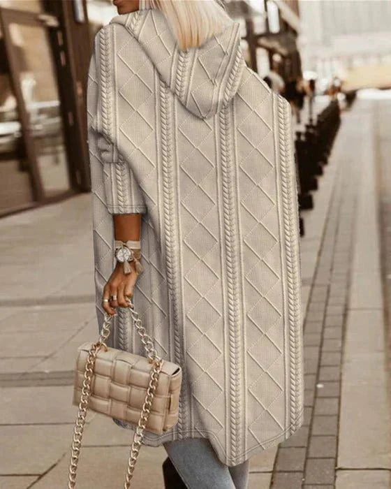 Lange Strickjacke mit Kapuze für Frauen