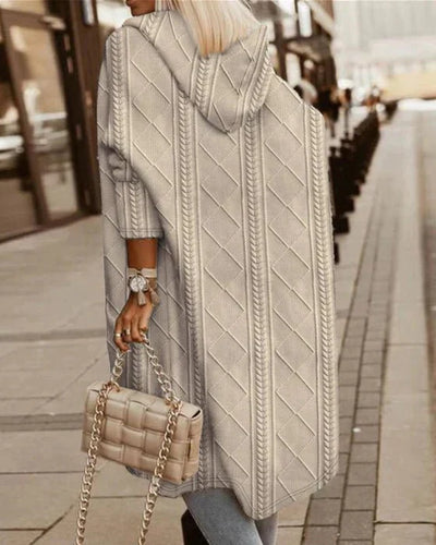Lange Strickjacke mit Kapuze für Frauen