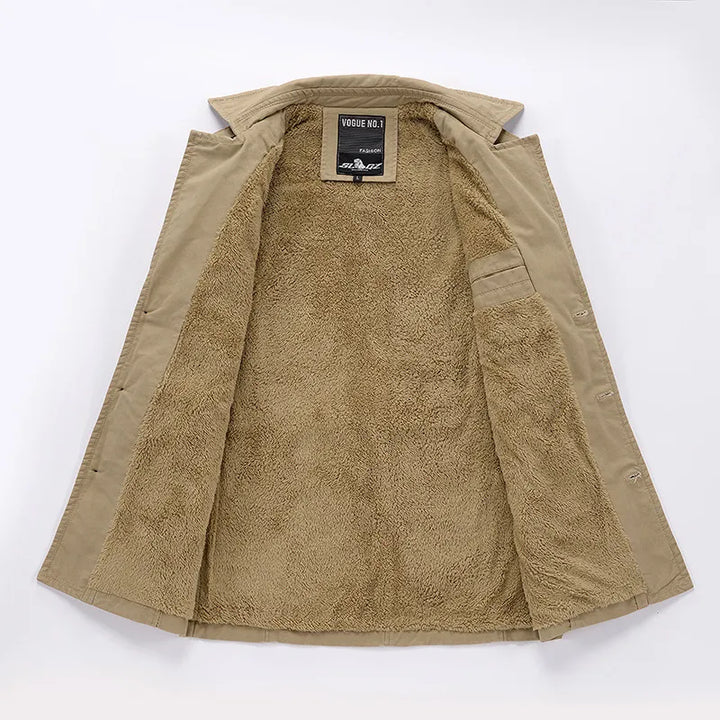 Klassischer Herren Trenchcoat mit isolierender Wärme und taillierbarem Gürtel