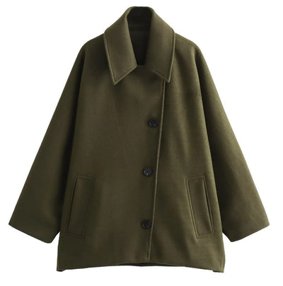 Kurzer Wollmantel mit Batwing-Ärmeln aus Wollmischung für den Winter