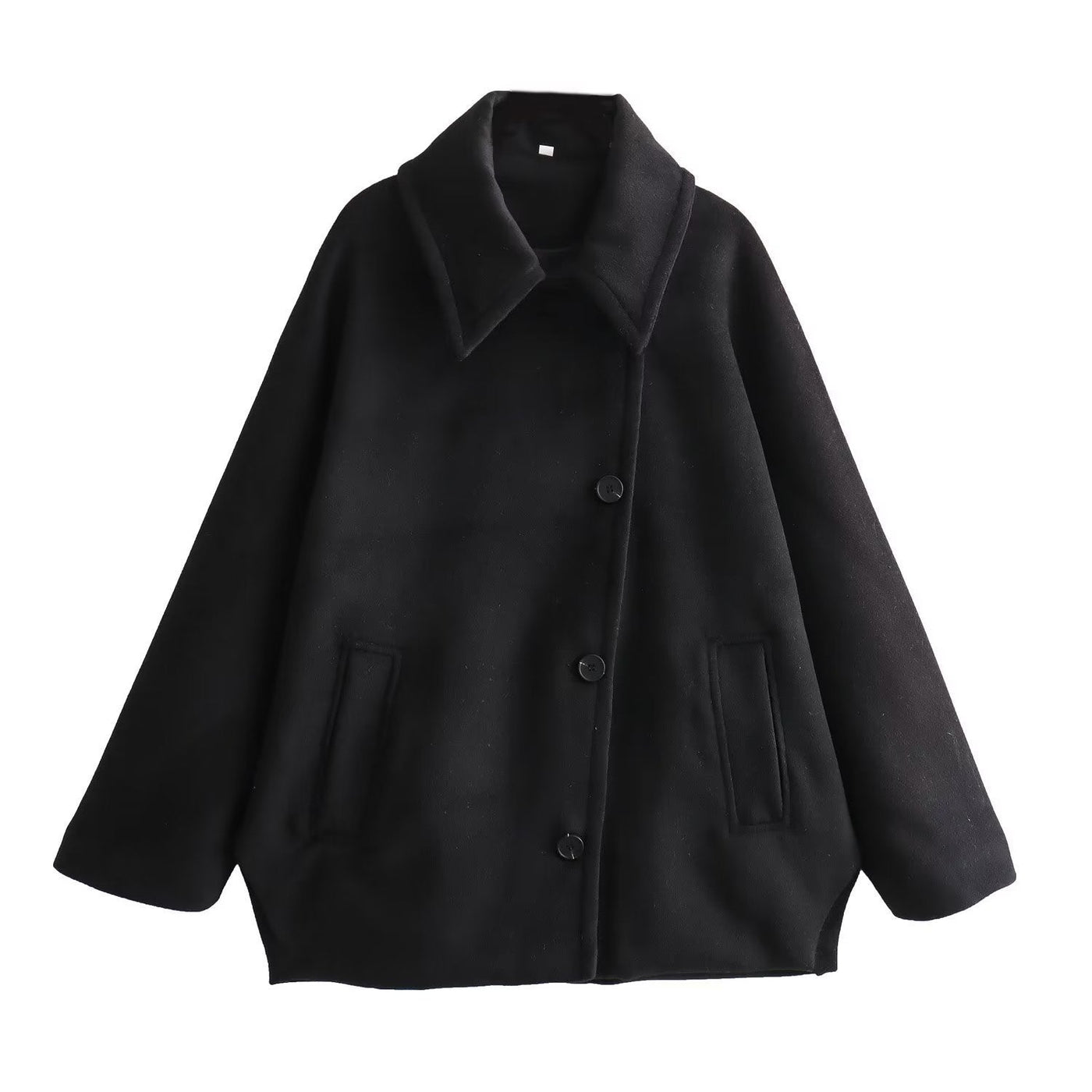 Kurzer Wollmantel mit Batwing-Ärmeln aus Wollmischung für den Winter