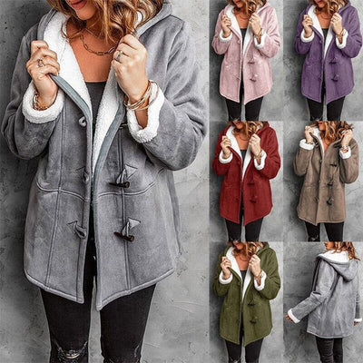 Kuschelige Damen-Fleecejacke mit Kapuze für kalte Tage
