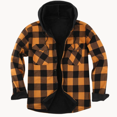 Kuschelige Herren-Flanelljacke mit Kapuze und Fleece-Futter für kalte Tage