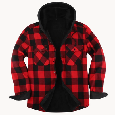 Kuschelige Herren-Flanelljacke mit Kapuze und Fleece-Futter für kalte Tage
