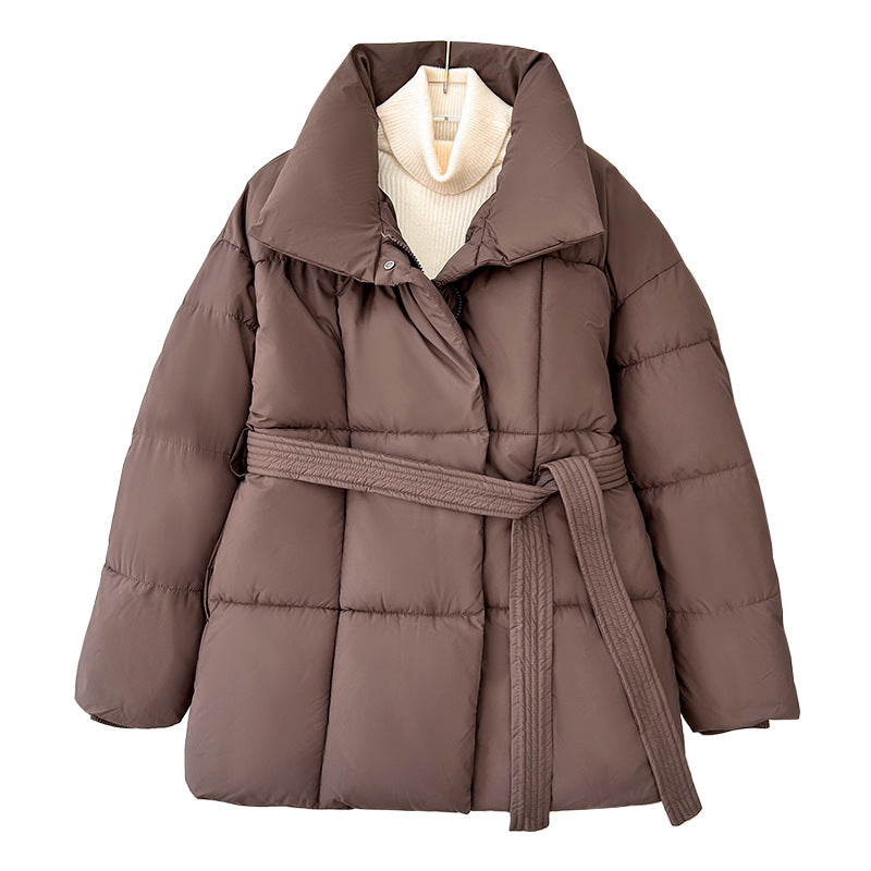 Kuscheliger Winter-Mantel mit Karomuster und Schnür-Design – Modisch, Locker und Dick, Ideal für die kalte Jahreszeit