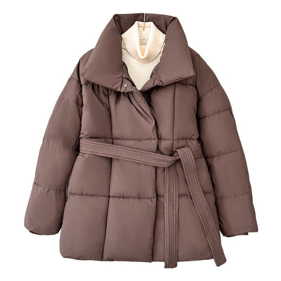 Kuscheliger Winter-Mantel mit Karomuster und Schnür-Design – Modisch, Locker und Dick, Ideal für die kalte Jahreszeit