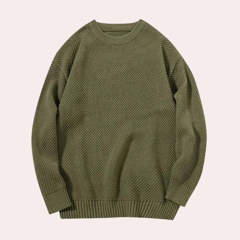 Lässige Herren-Windjacke mit Rundhals-Pullover für stilvolle Freizeitlooks