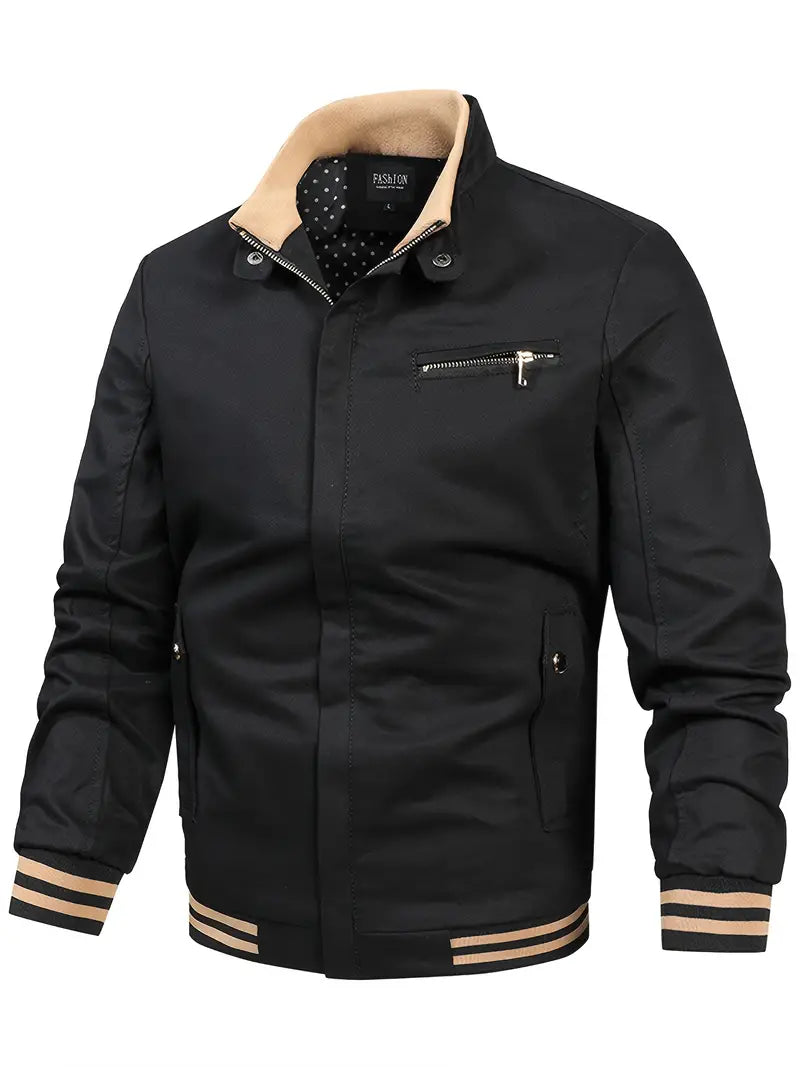 Leichte Baumwolljacke für Herren mit hohem Kragen – Ideal für den Alltag