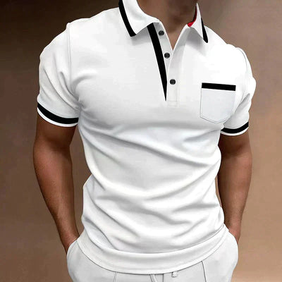 Colorblock-Poloshirt mit Knöpfen für Herren