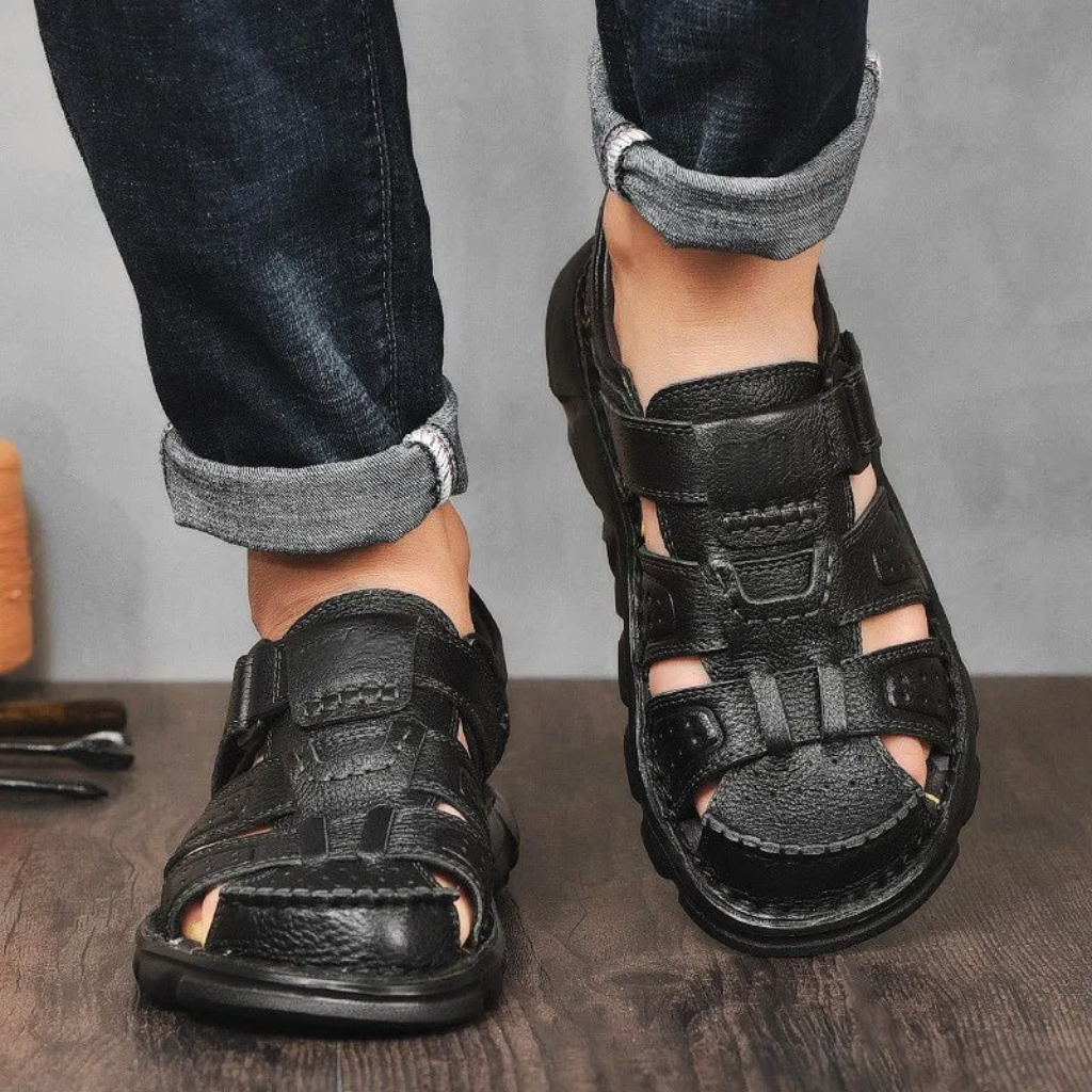 Verstellbare Ledersommersandalen für Herren