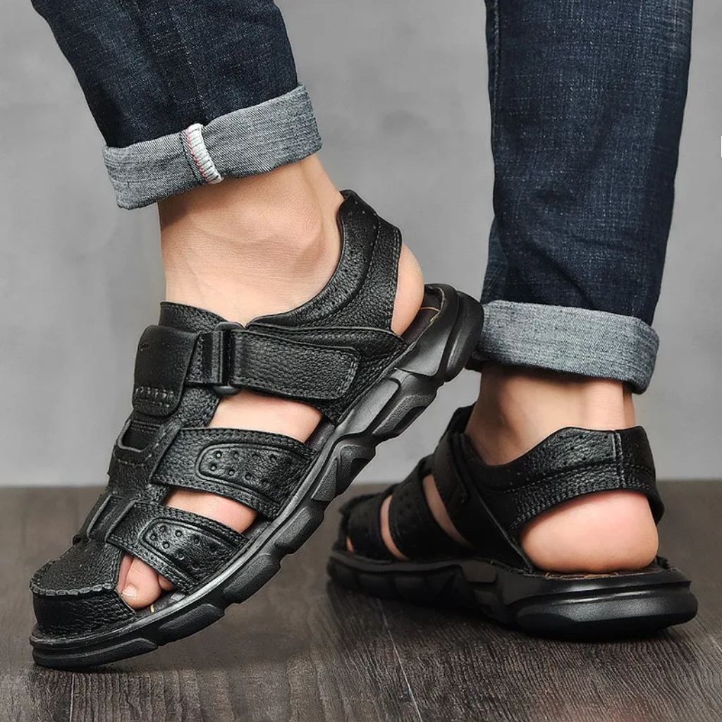 Verstellbare Ledersommersandalen für Herren