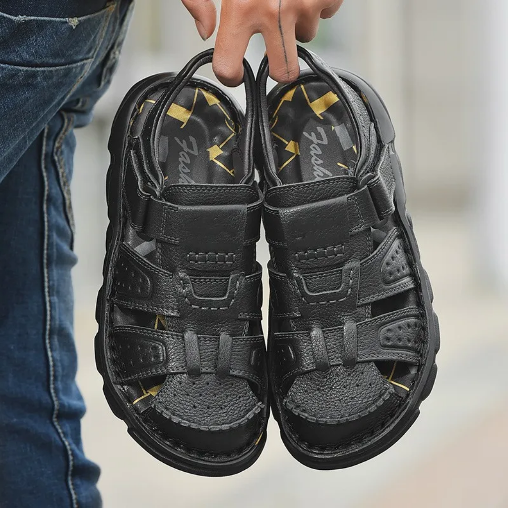 Verstellbare Ledersommersandalen für Herren