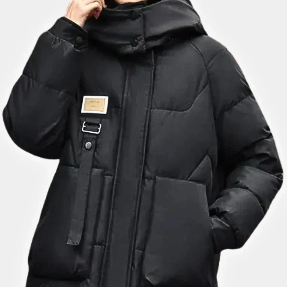 Modische Kapuzenjacke mit Puffärmeln für Damen – Warm und Stilvoll für den Winter