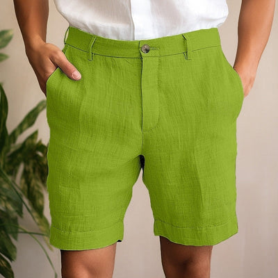 Leinen-Shorts mit Knopf für Herren