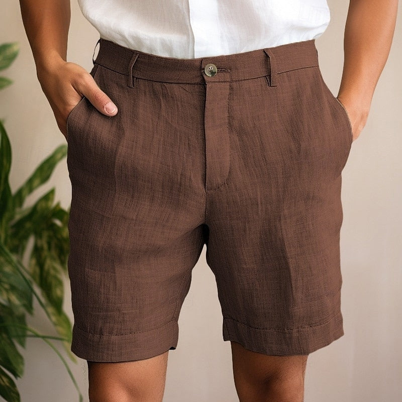 Leinen-Shorts mit Knopf für Herren