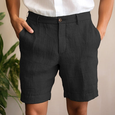 Leinen-Shorts mit Knopf für Herren