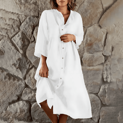 Oversized Langarm Leinenkleid für Damen