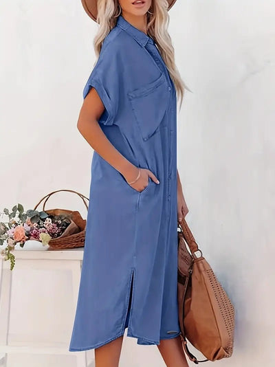 Kurzärmeliges Kleid mit Knöpfen für Damen