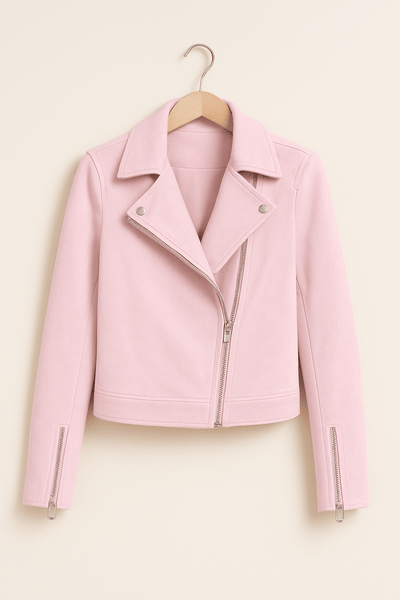 Vintage Bikerjacke aus Wildlederimitat – Stylische Übergangsjacke mit Reißverschlussdetails