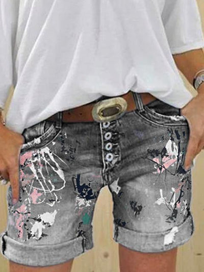 Heidi-Mode | Multi Knopf-Druck Denimshorts