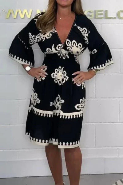 FRANCA | GEDRUCKTES KLEID MIT V-AUSSCHNITT