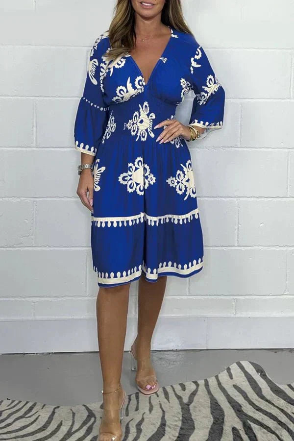 FRANCA | GEDRUCKTES KLEID MIT V-AUSSCHNITT