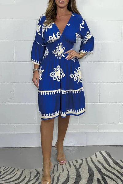 FRANCA | GEDRUCKTES KLEID MIT V-AUSSCHNITT