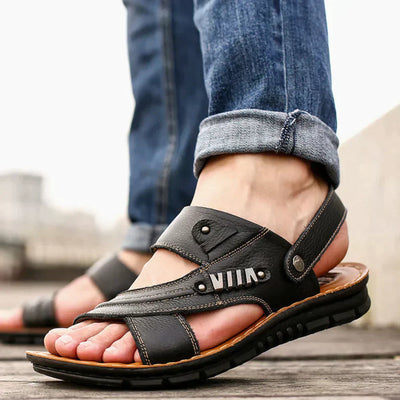 Lederne Offene Zehen Sandalen für Herren