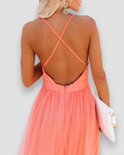 Savannah | Chiffon Maxikleid mit Tiefem Ausschnitt