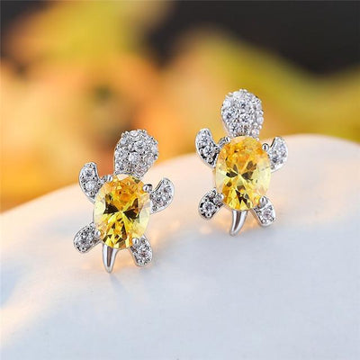 Meeres-Schildkröten-Ohrringe aus Zirkonium und Silber