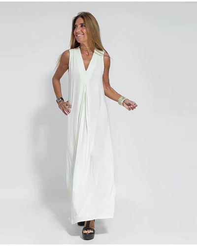 Ärmelloses V-Ausschnitt Maxikleid für Damen