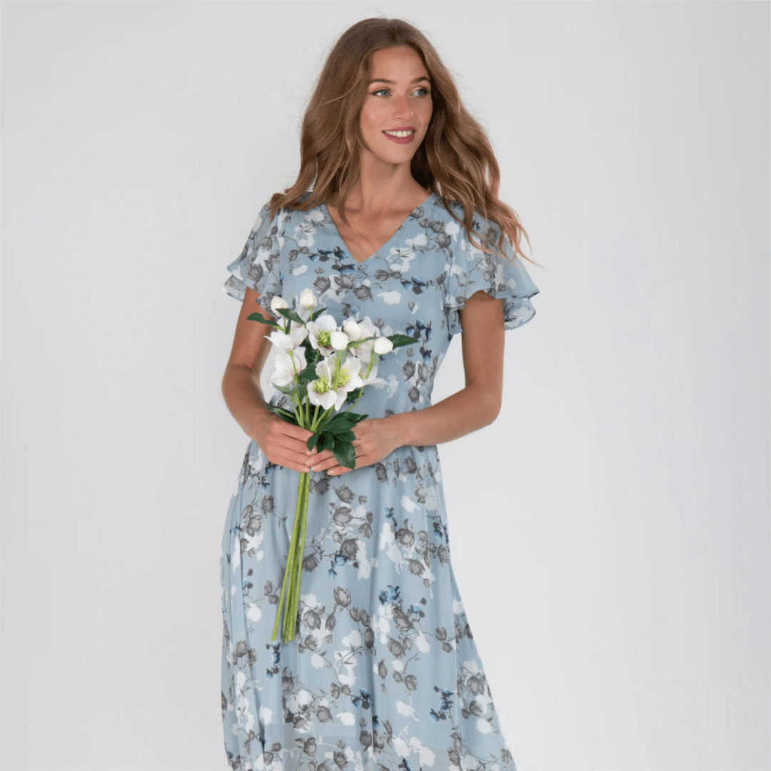 Amélie – Sommerliches, formelles Blumen-Maxikleid für elegante Anlässe
