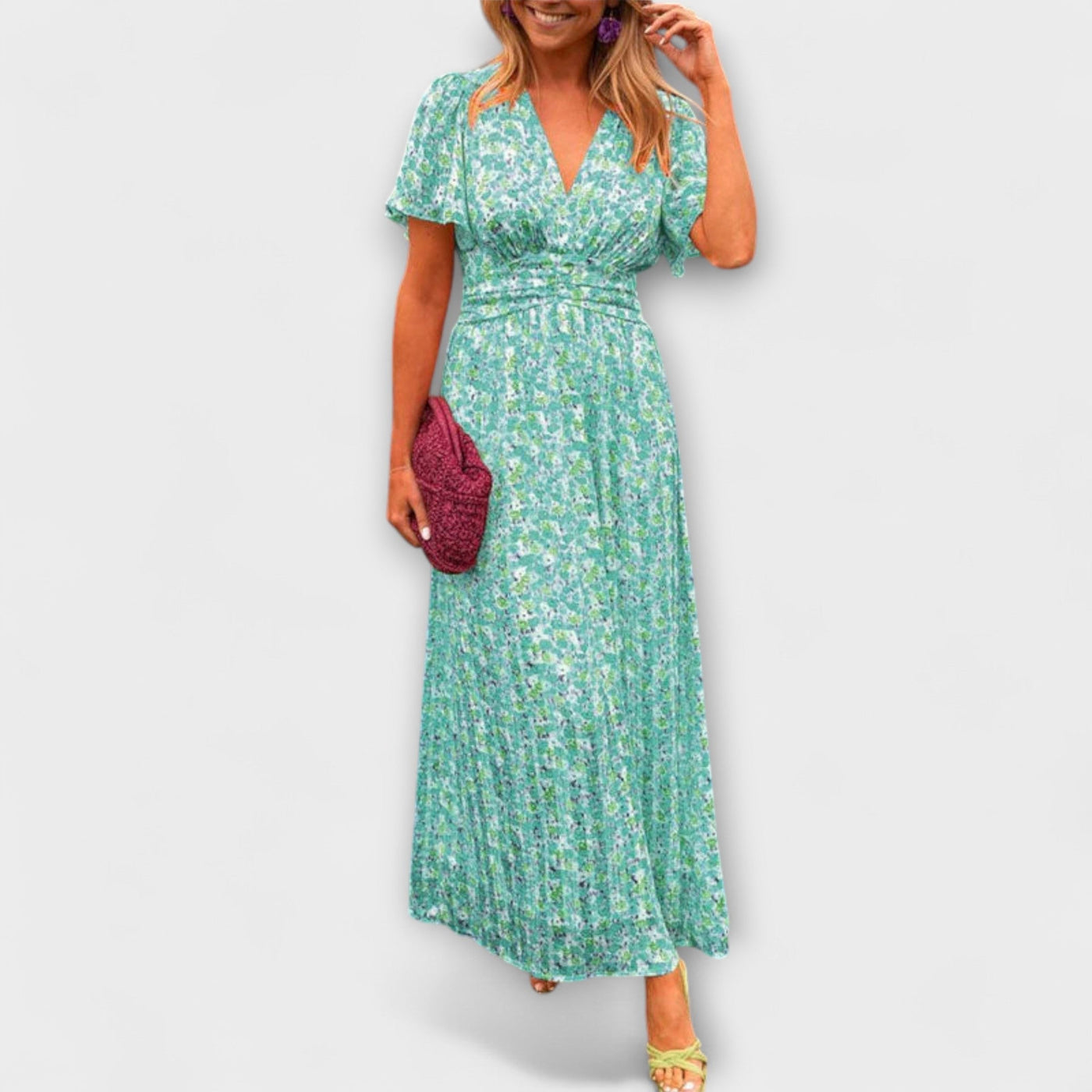 Elsie - Zeitloses V-Ausschnitt Kleid