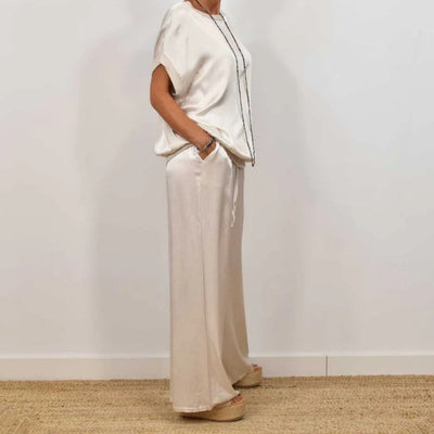 DENISE - SET AUS SATINTOP UND FLIESSENDER HOSE