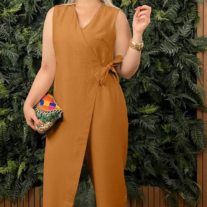 AIMEE - ÄRMELLOSER WICKEL-JUMPSUIT MIT SCHLEIFE