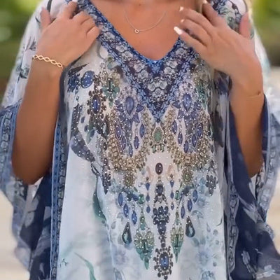 PINAR - ASYMMETRISCHES KLEID MIT V-AUSSCHNITT