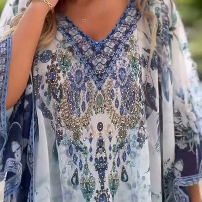 PINAR - ASYMMETRISCHES KLEID MIT V-AUSSCHNITT