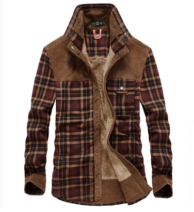 Stylischer Flanell-Wintermantel für Herren mit modernem Stehkragen