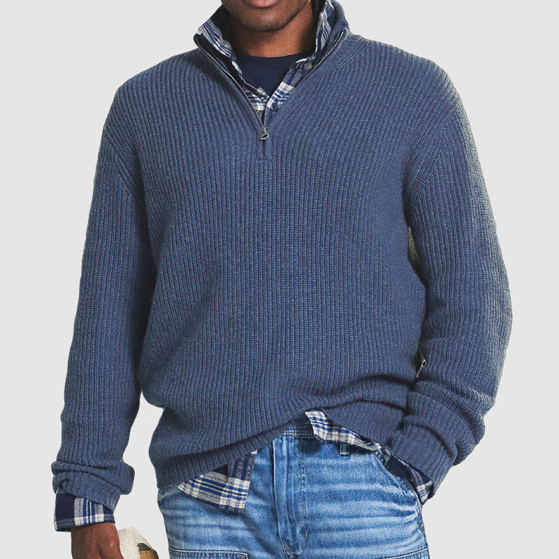 Stylischer Herren-Pullover mit modernem halben Reißverschluss