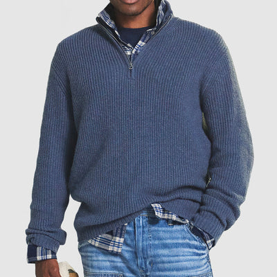 Stylischer Herren-Pullover mit modernem halben Reißverschluss