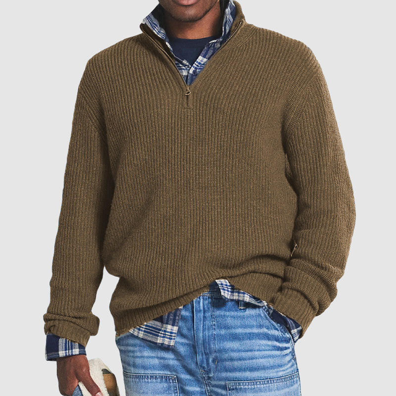 Stylischer Herren-Pullover mit modernem halben Reißverschluss