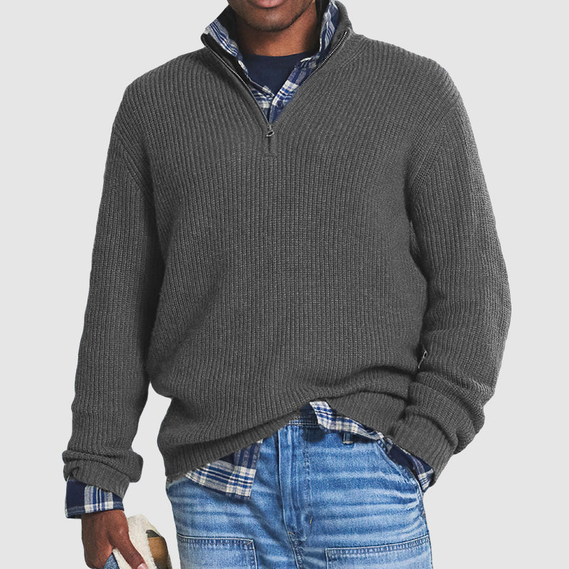 Stylischer Herren-Pullover mit modernem halben Reißverschluss
